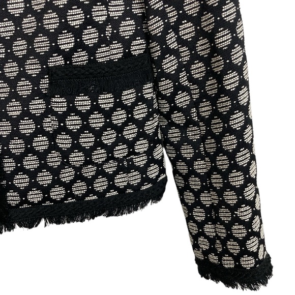 Karl Lagerfeld Black & White Fringed Short Jacket - Picture 3 of 13